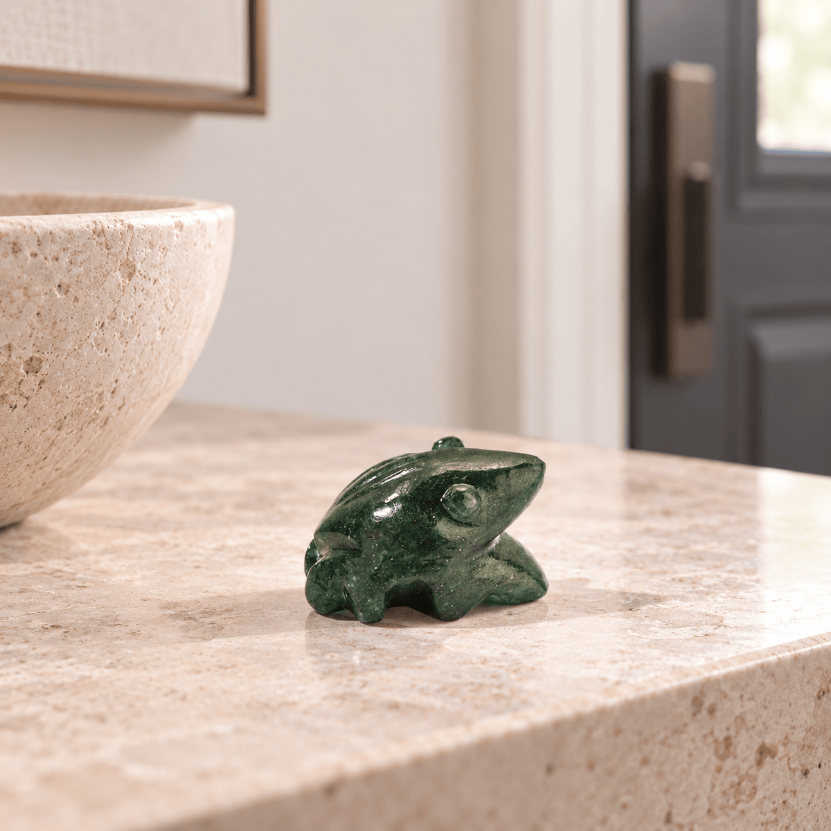 Hand-Carved Crystal Frog – Aventurine, Sodalite and Tiger Eye