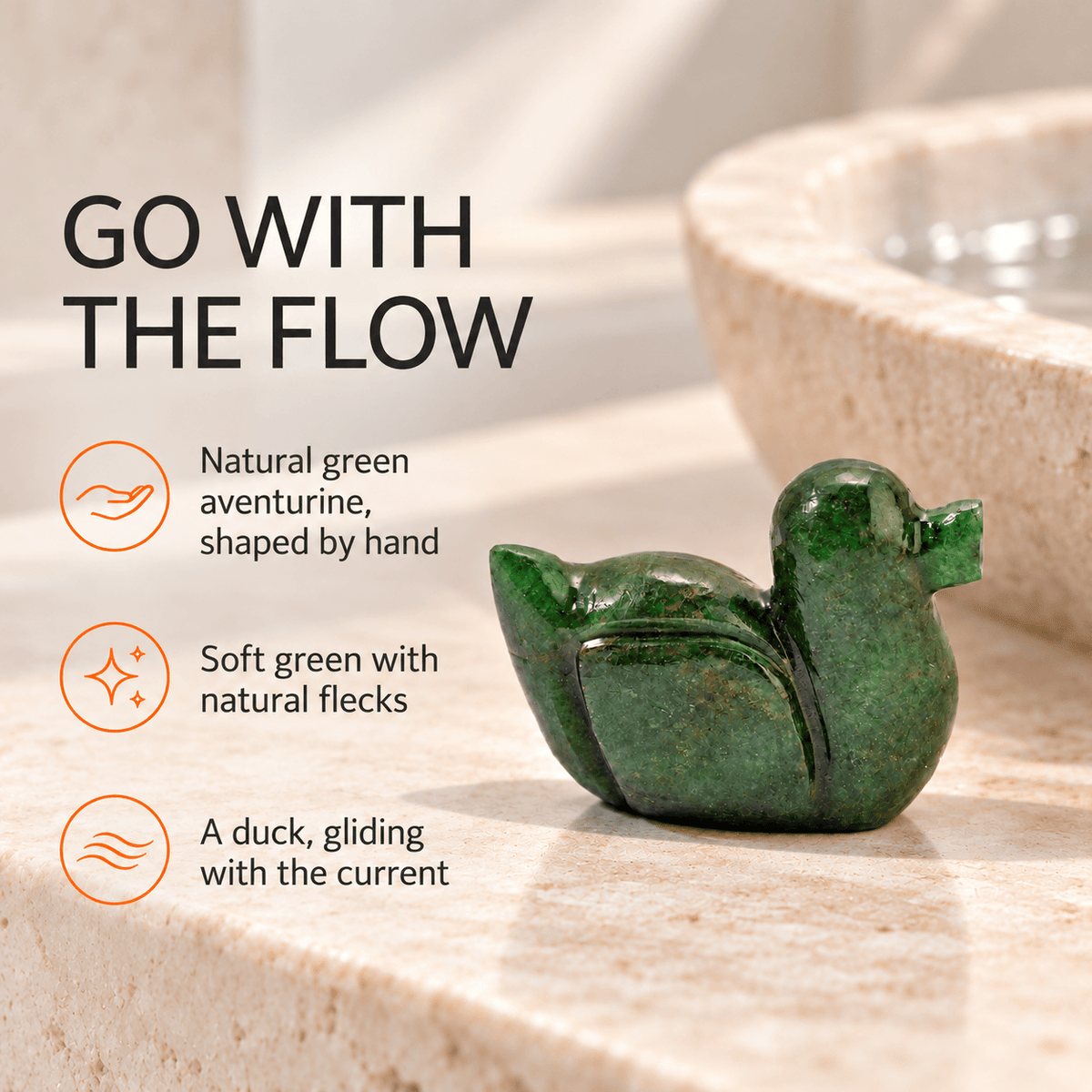 Crystal Duck Carving – Sodalite, Tiger Eye and Aventurine