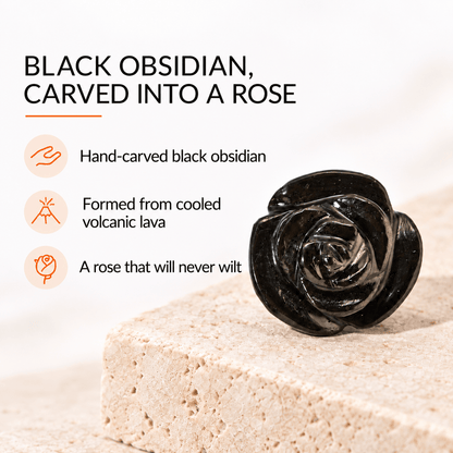 Black Obsidian Rose Pocket Stone – Protection and Grounding