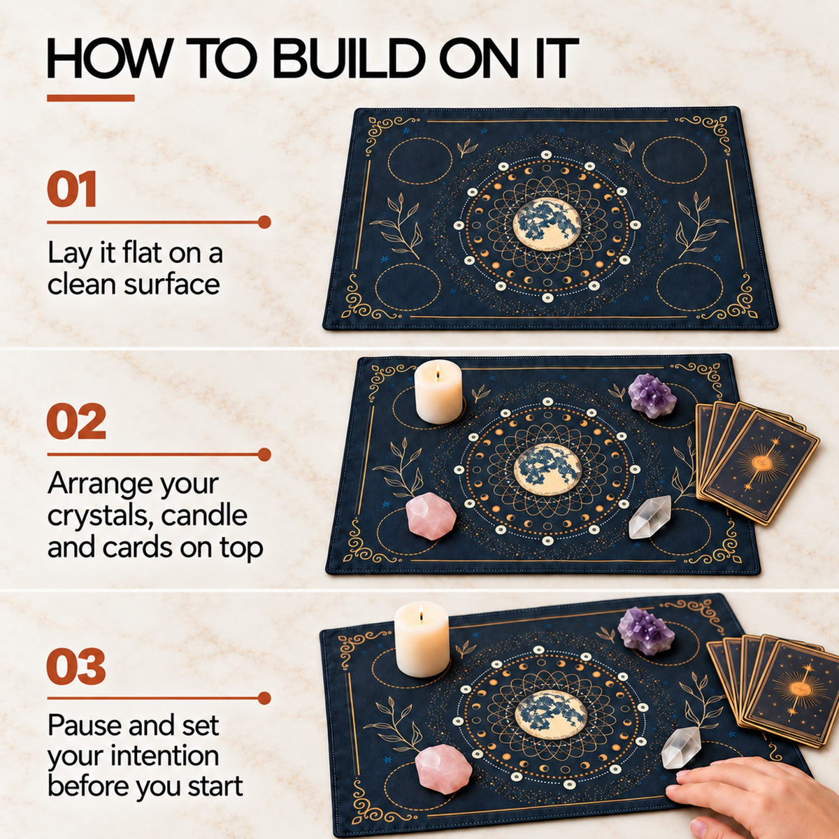 Sacred Altar Mat – Crystal, Candle and Ritual Setup Cloth