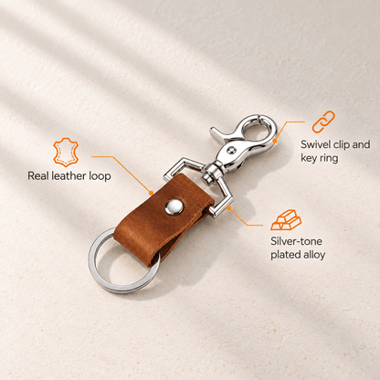 Attachable Leather Keychain – Snap Hook for Bags & Belts