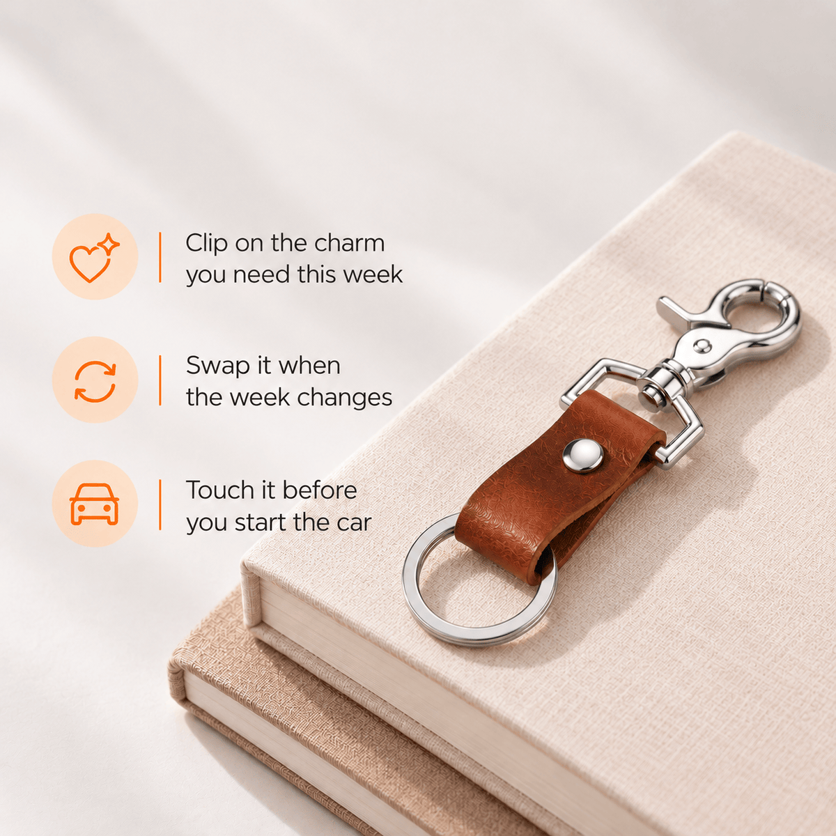 Attachable Leather Keychain – Snap Hook for Bags & Belts