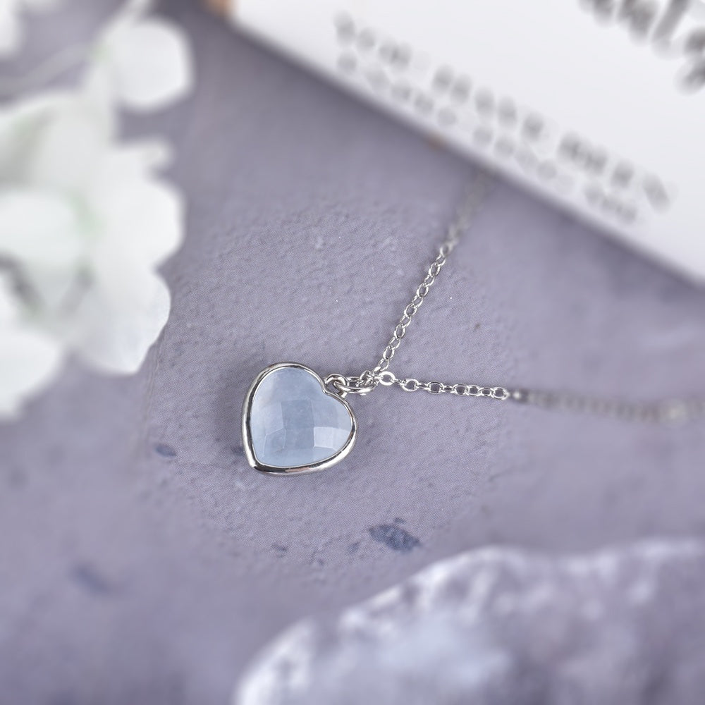 Faceted Aquamarine Heart Pendant