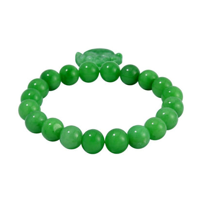 Green Jade Carved Bead Bracelet