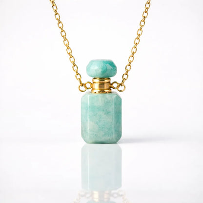 Engraved Gemstone Perfume Bottle Pendant — Embrace the Scent of Spiritual Energy