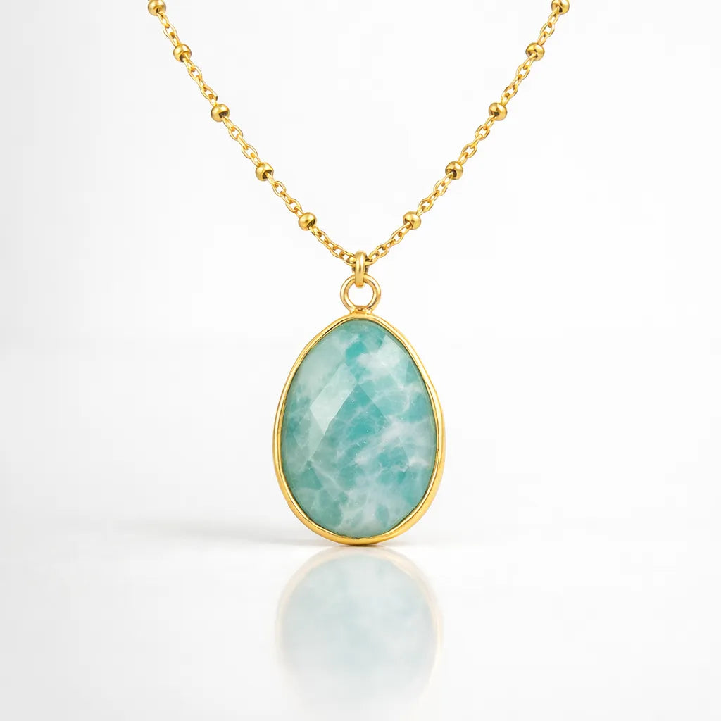 Natural Stone Wrapped Faceted Water Drop Pendant — Capture the Essence of Healing Energy