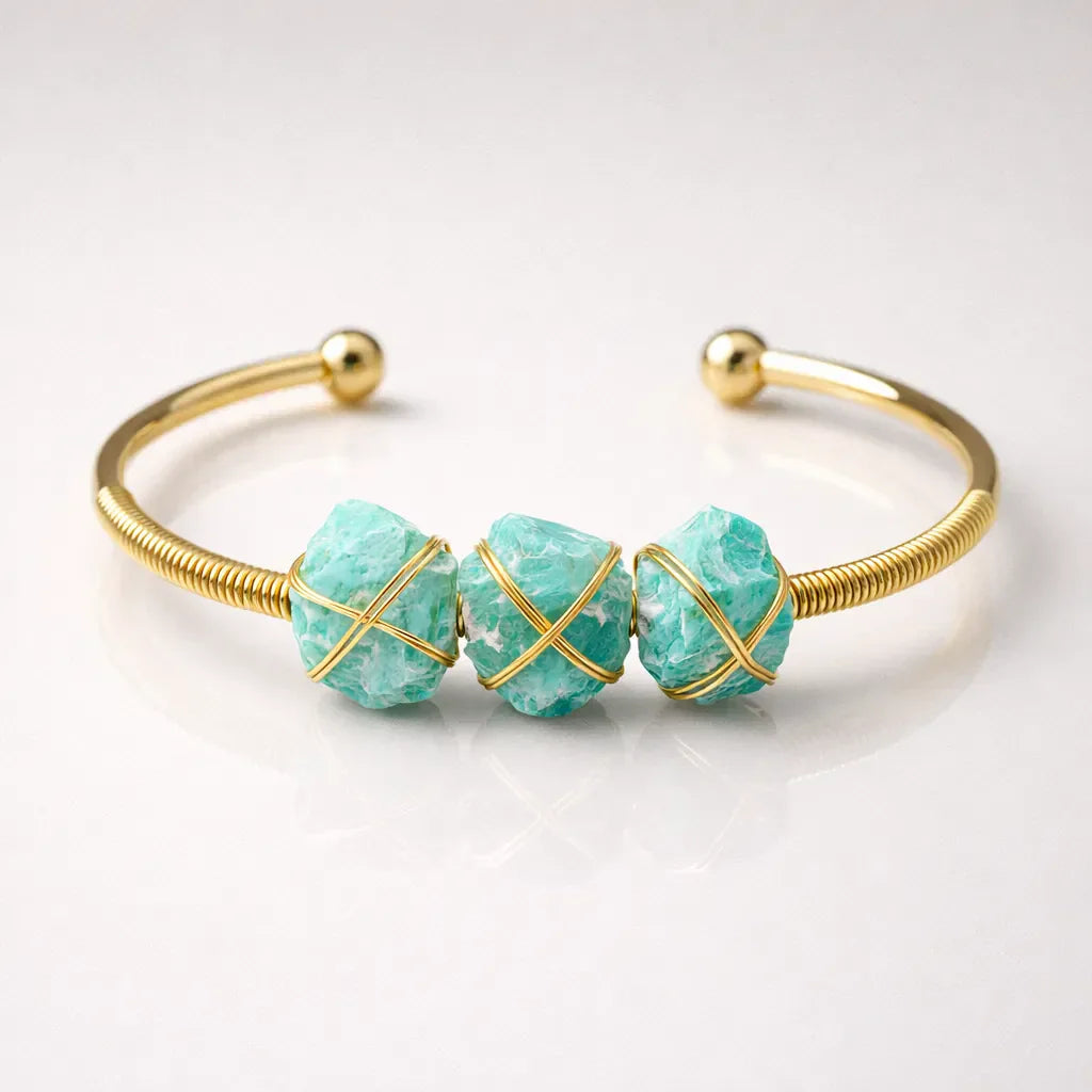 Natural Crystal Raw Stone Bracelet — Healing Energy in Every Bead