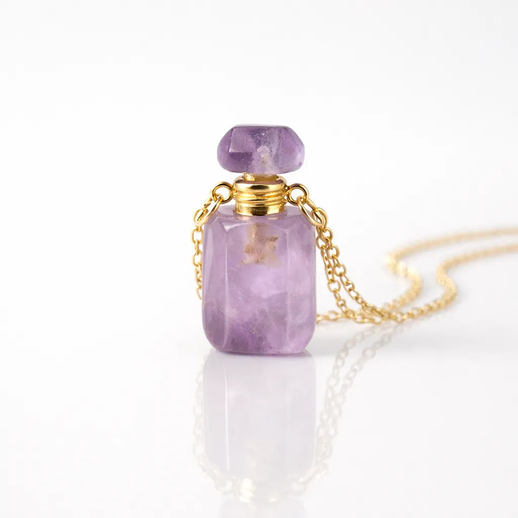 Engraved Gemstone Perfume Bottle Pendant — Embrace the Scent of Spiritual Energy