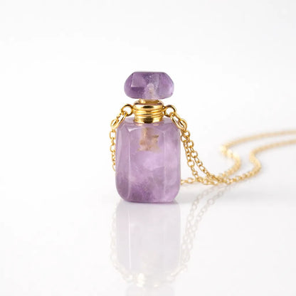 Engraved Gemstone Perfume Bottle Pendant — Embrace the Scent of Spiritual Energy