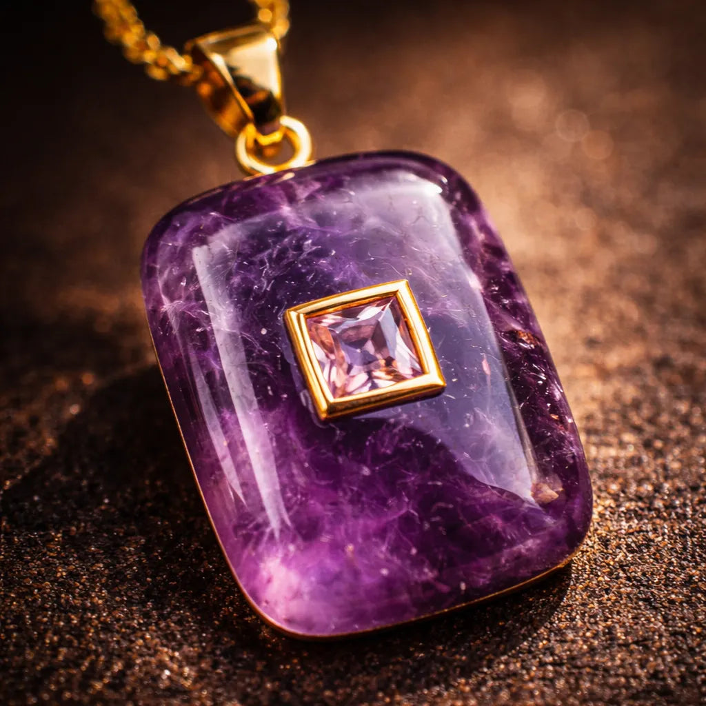 Gold‑Plated Crystal Chakra Pendant — Natural Stone Energy Jewelry