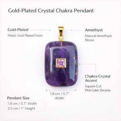 Gold‑Plated Crystal Chakra Pendant — Natural Stone Energy Jewelry