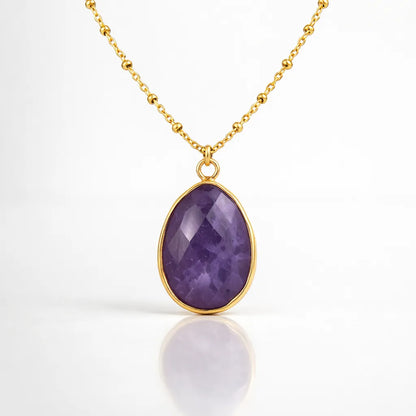 Natural Stone Wrapped Faceted Water Drop Pendant — Capture the Essence of Healing Energy