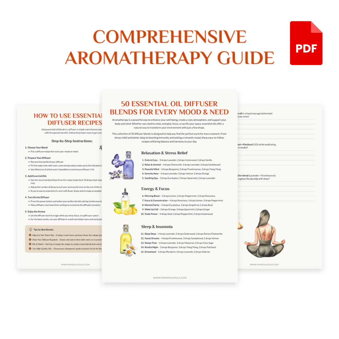 A Downloadable PDF Guide with 50 Essential Oil Diffuser Recipes & 30-Day Aromatherapy Guide for Stress Relief