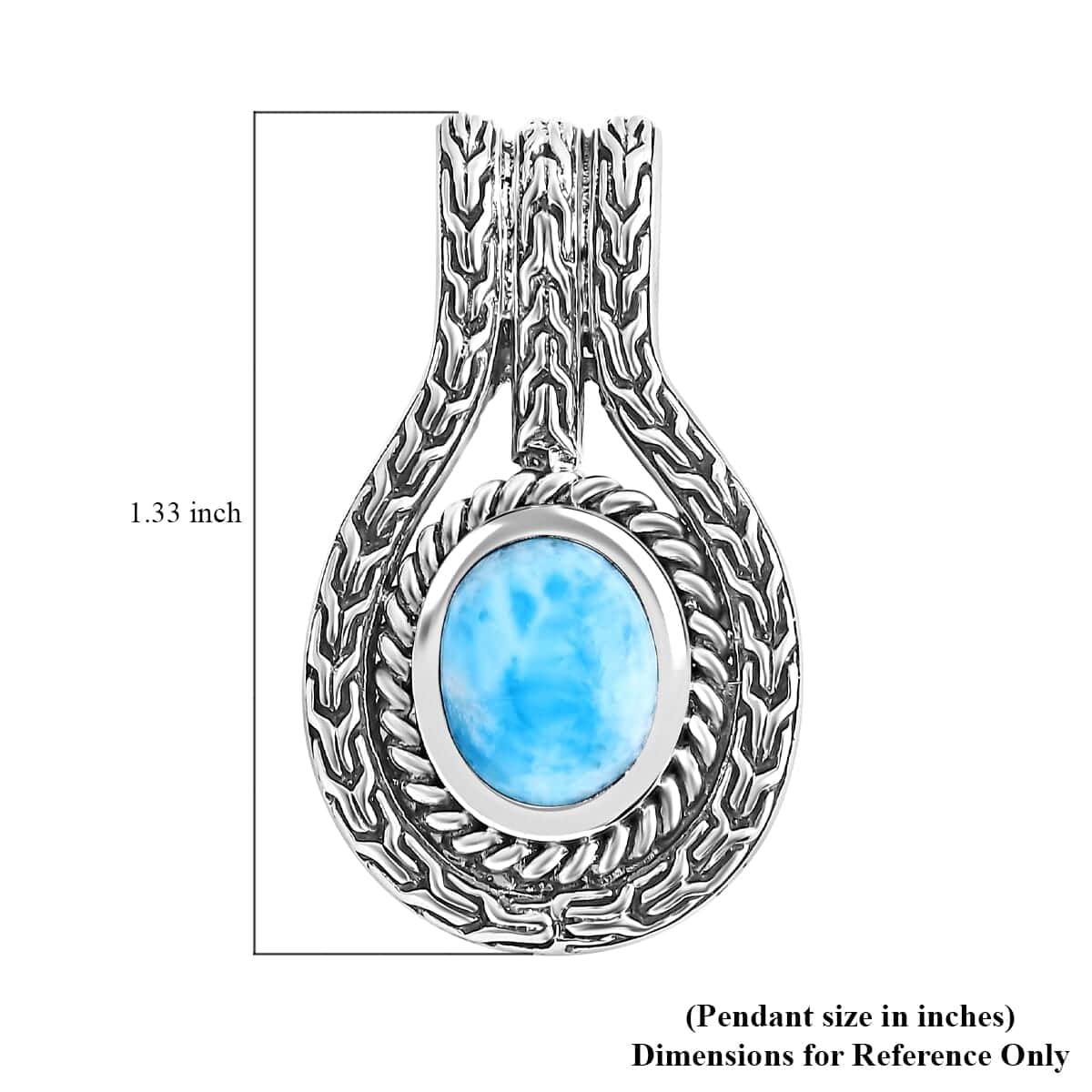 Balinese Larimar Pendant in Sterling Silver – Embrace the Calm of the Sea