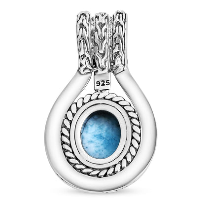 Balinese Larimar Pendant in Sterling Silver – Embrace the Calm of the Sea