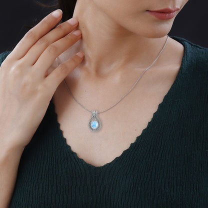 Balinese Larimar Pendant in Sterling Silver – Embrace the Calm of the Sea