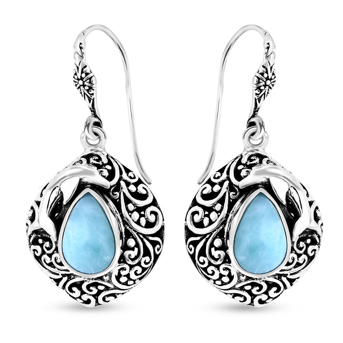 Balinese Silver Larimar Earrings – A Reminder to Flow with Life