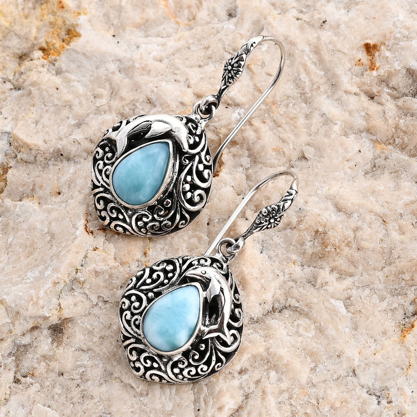 Balinese Silver Larimar Earrings – A Reminder to Flow with Life