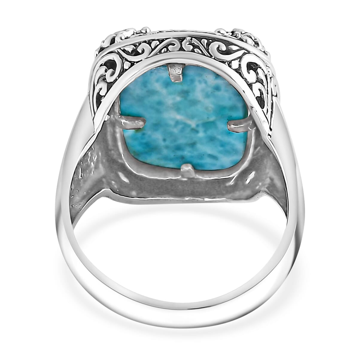 Balinese Silver Larimar Ring – A Tribute to Oceanic Wisdom & Peace