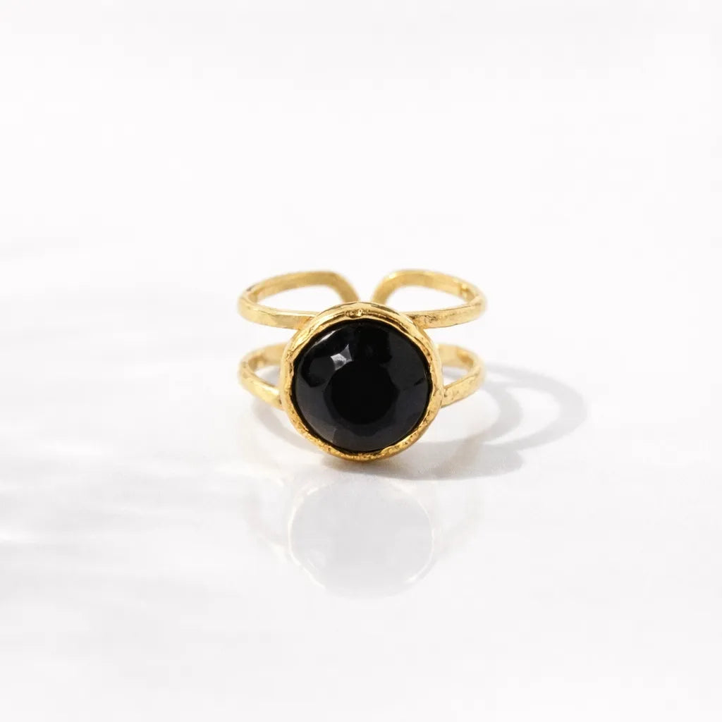 Adjustable Natural Gemstone Ring — Elegant Crystal Energy Jewelry