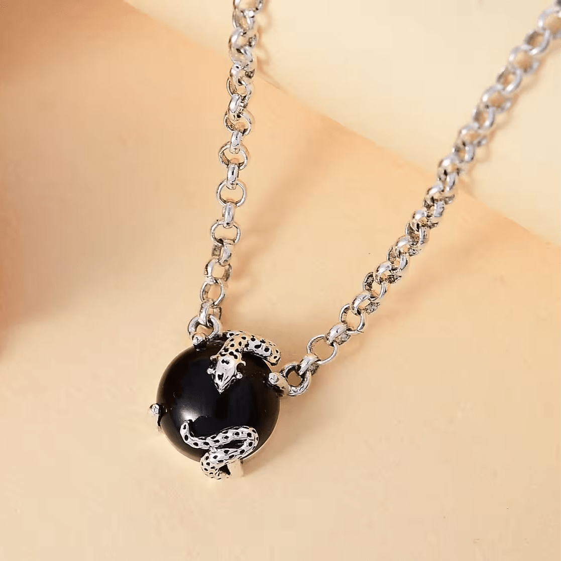 Year of the Snake Necklace –  Black Jade & Thai Black Spinel 18 Inches