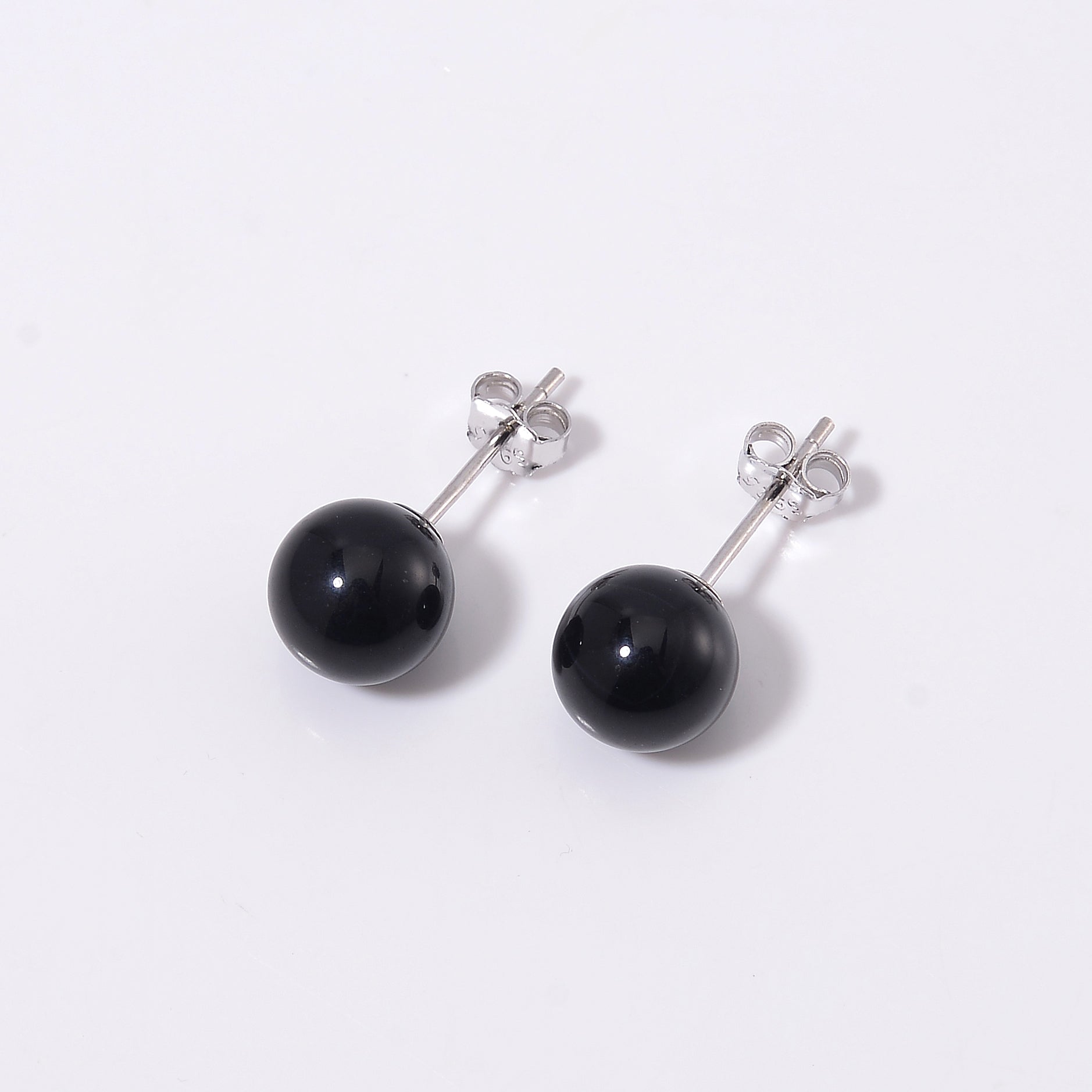 Black Agate Stud Earrings