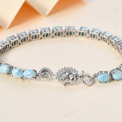 Seahorse Bracelet with Larimar and Moissanite – A Token of Tranquility & Transformation