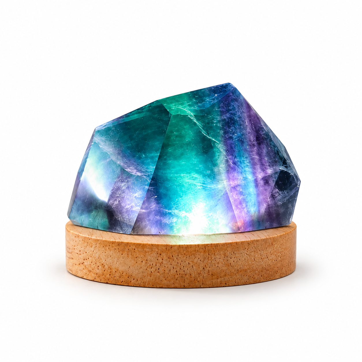 Minimalistic Rainbow Fluorite Crystal Lamp