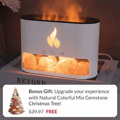 Himalayan Salt Fireplace Humidifier Lamp + FREE Natural Gemstone Christmas Tree
