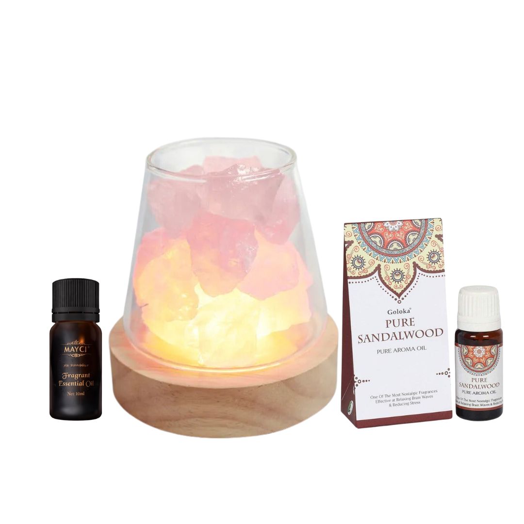 Raw Gemstone Essential Oil Diffuser With Light + 2 FREE Oils
