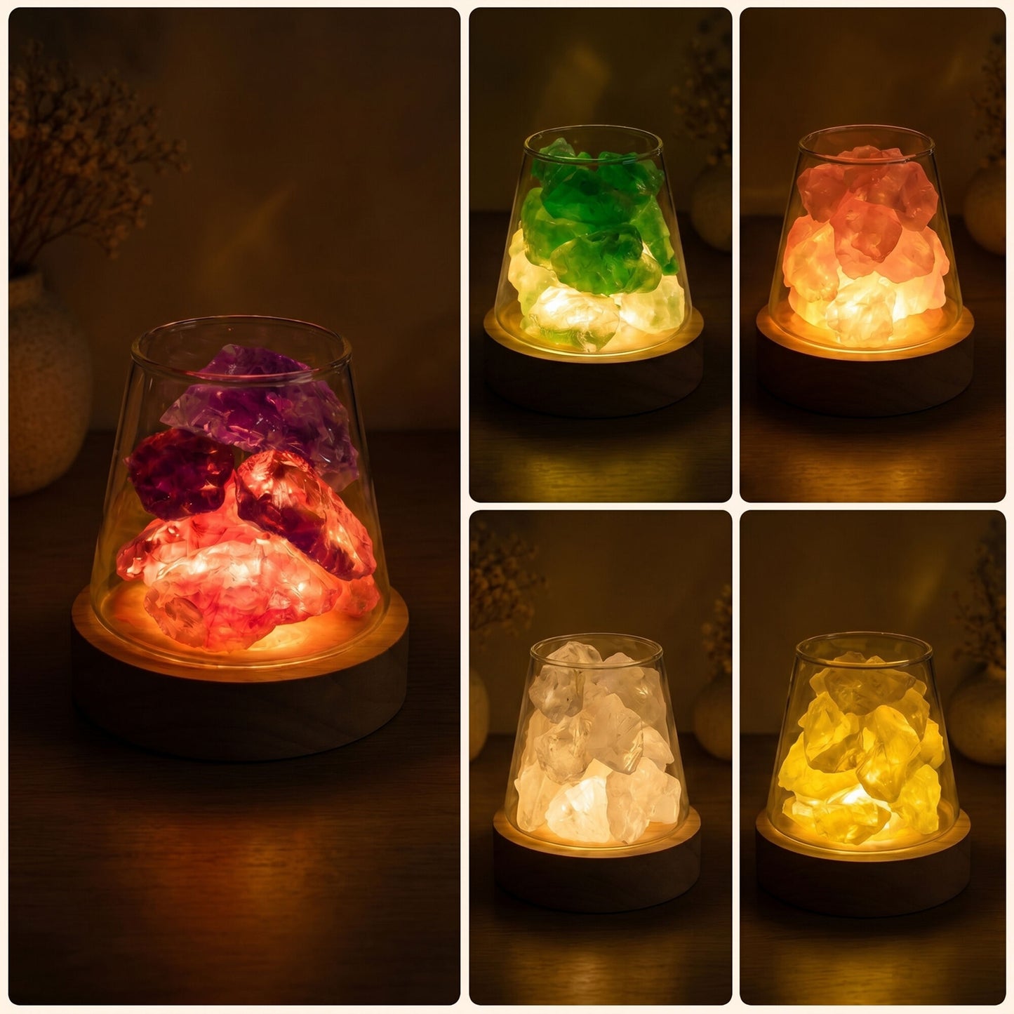 The Ultimate Aroma Bundle: Raw Gemstone Oil Diffuser with Light + FREE 18 Blissfull Aroma Oils Set