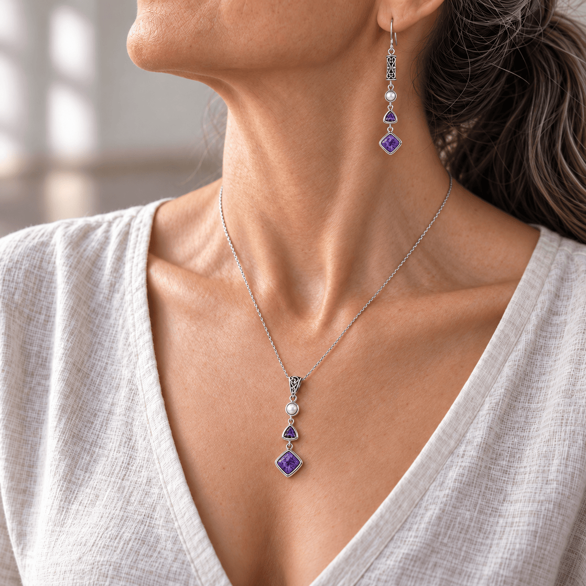 Silver Charoite Set