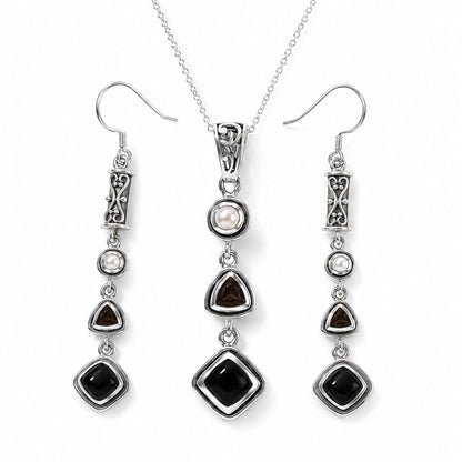 Silver Black Obsidian Set