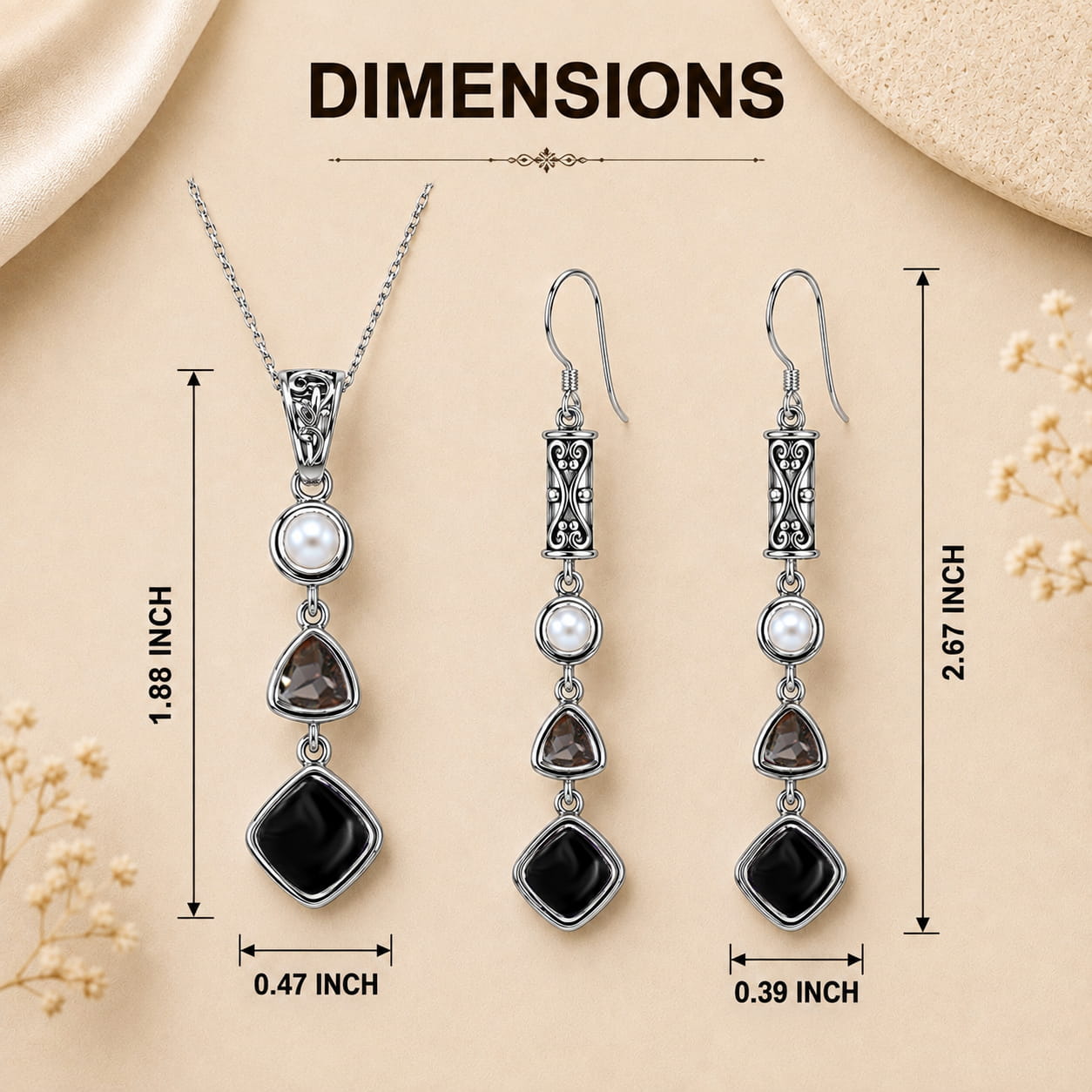 Silver Black Obsidian Set
