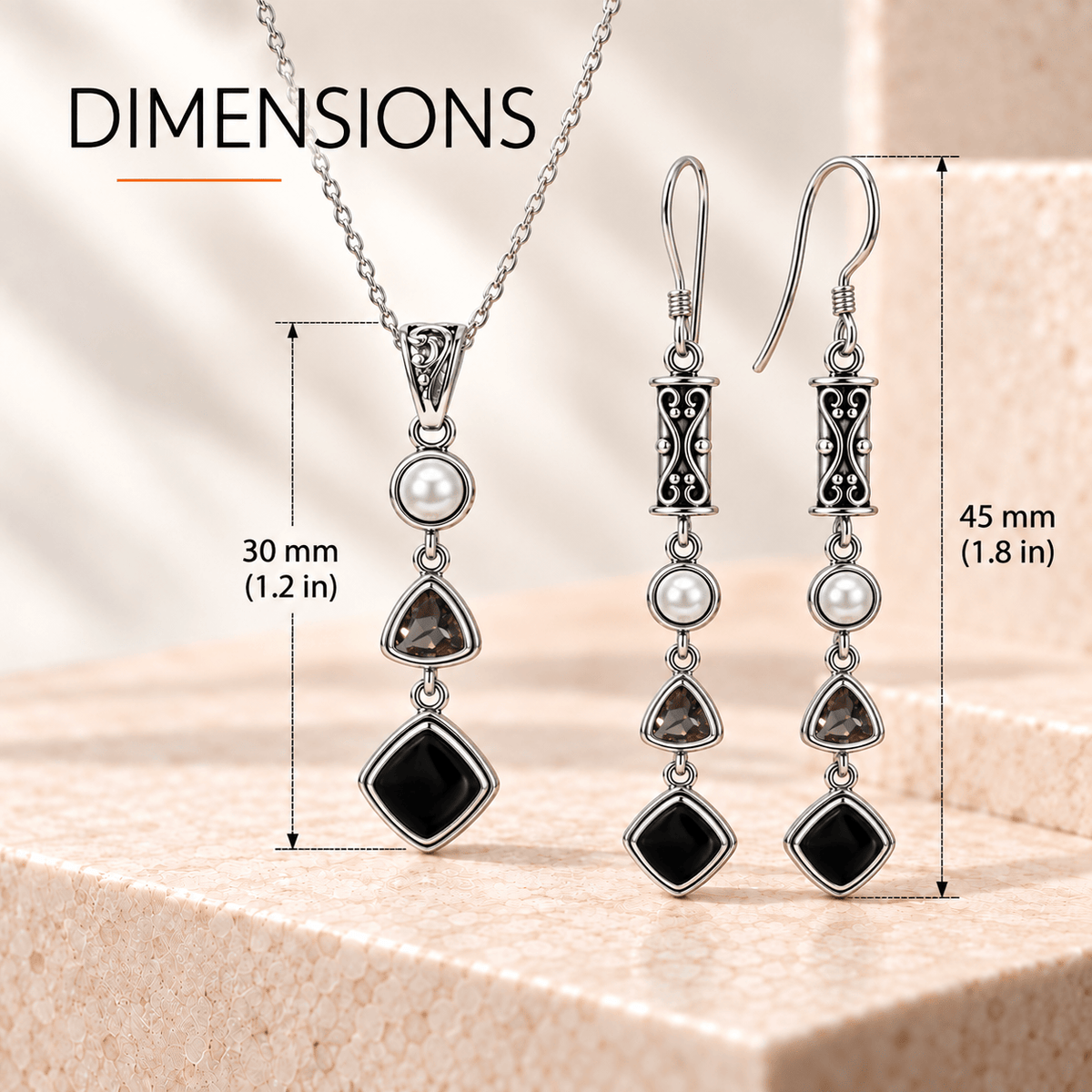 Silver Black Obsidian Set