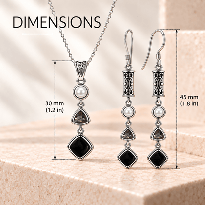 Silver Black Obsidian Set