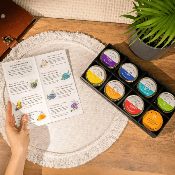 Chakra Crystal 7 Candle Set – Light, Scent, and Energy for Inner Balance