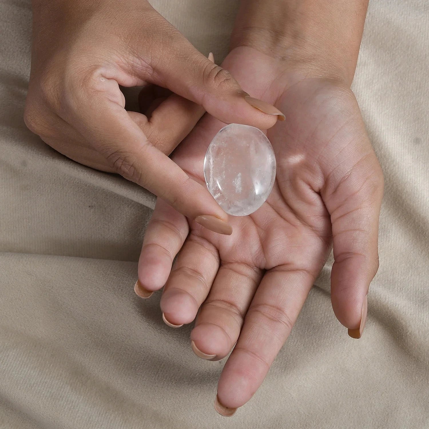 Clear Quartz Palm Stone – Grounding Energy On The Go