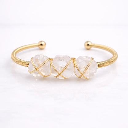 Natural Crystal Raw Stone Bracelet — Healing Energy in Every Bead