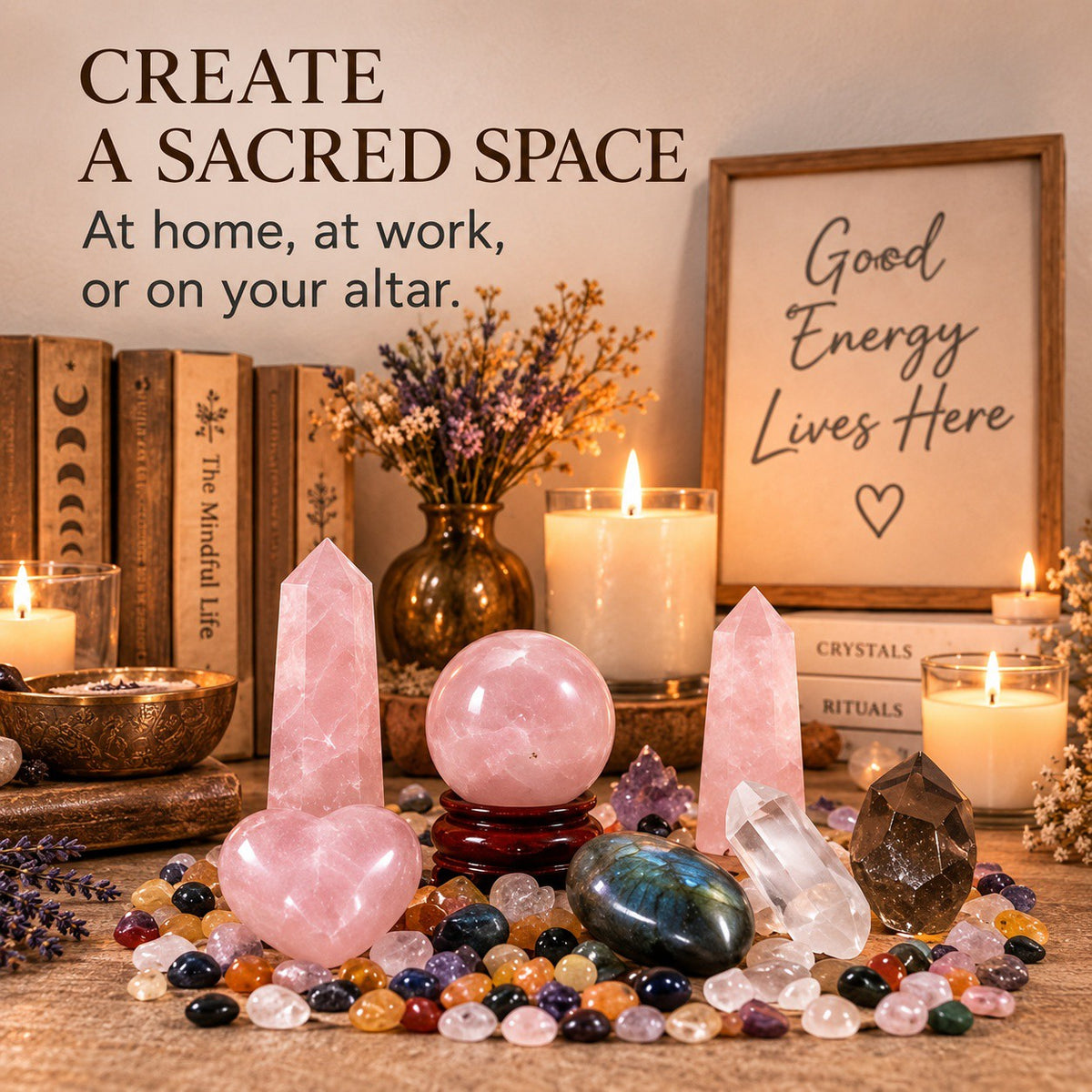 Rose Quartz Crystal Set -Love and Heart Chakra Healing