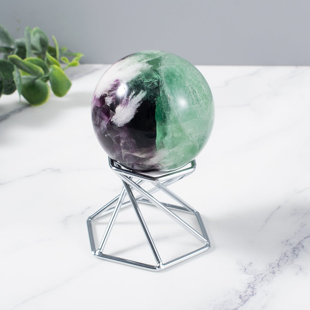 Natural Feather Fluorite Crystal Sphere