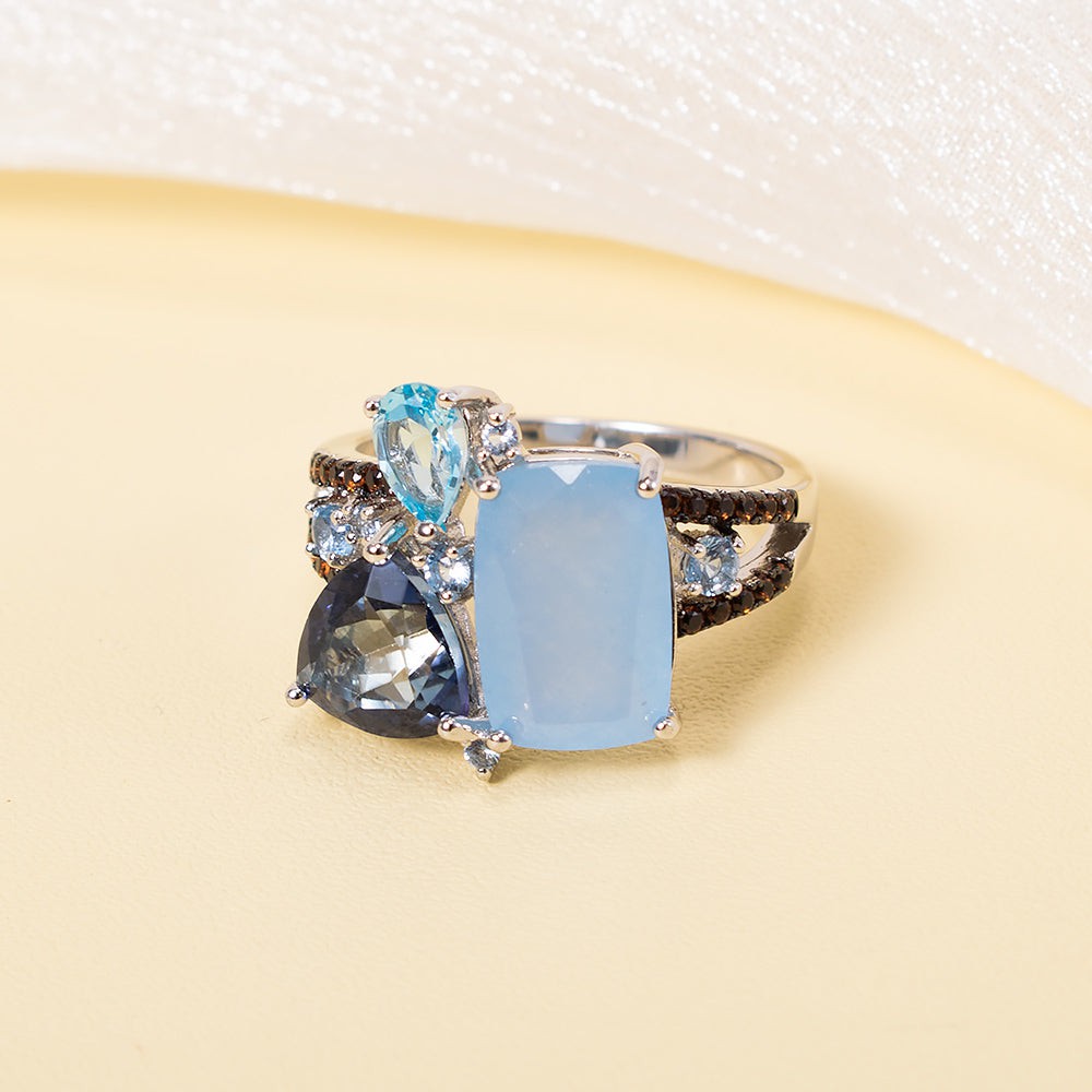 Aqua Blue Chalcedony Ring