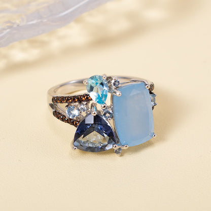 Aqua Blue Chalcedony Ring