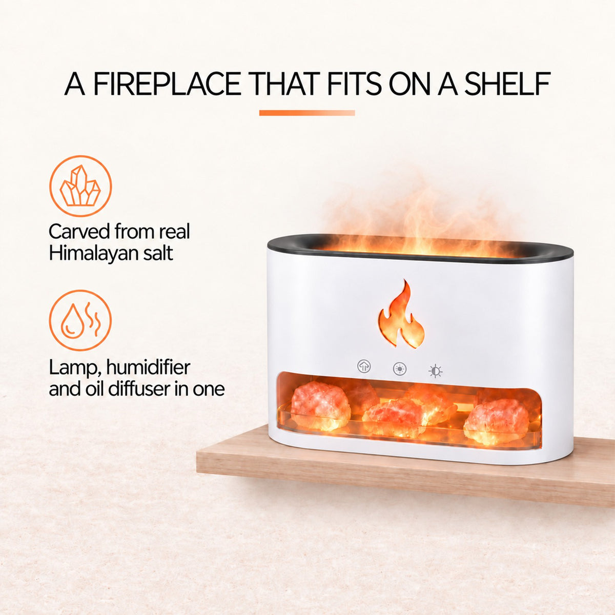 Himalayan Salt Fireplace Humidifier Lamp