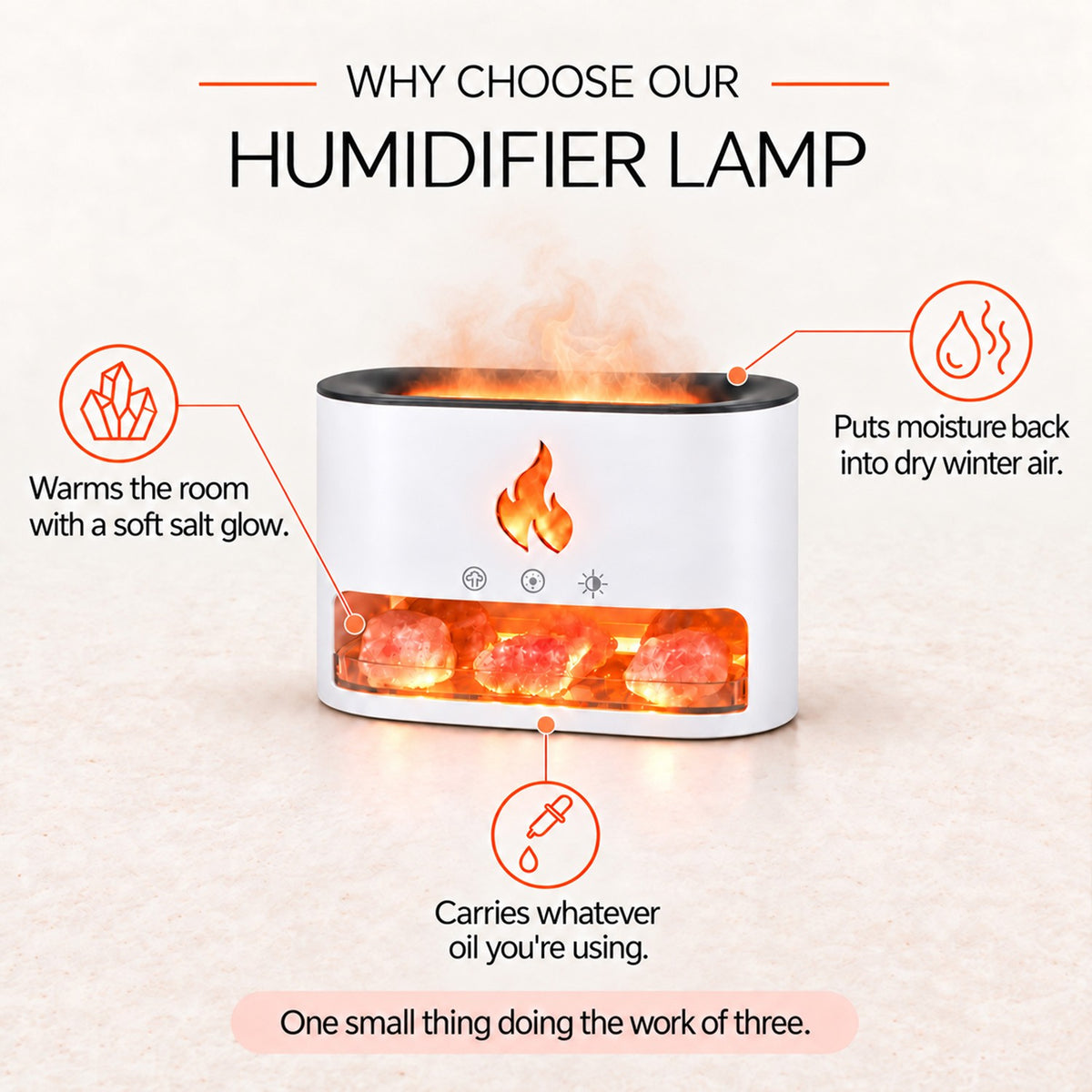 Himalayan Salt Fireplace Humidifier Lamp