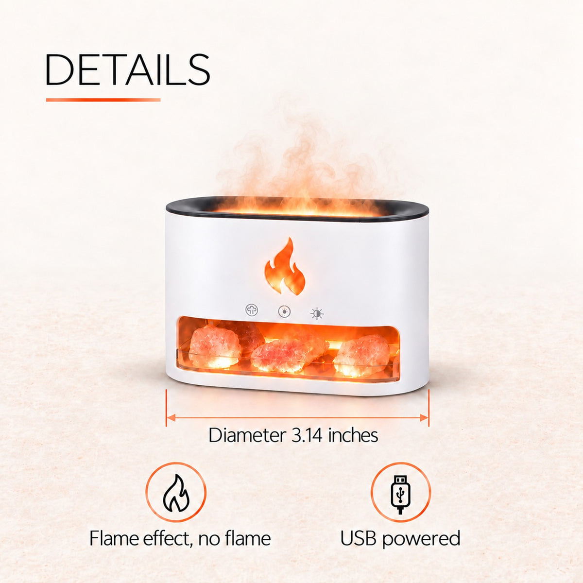Himalayan Salt Fireplace Humidifier Lamp