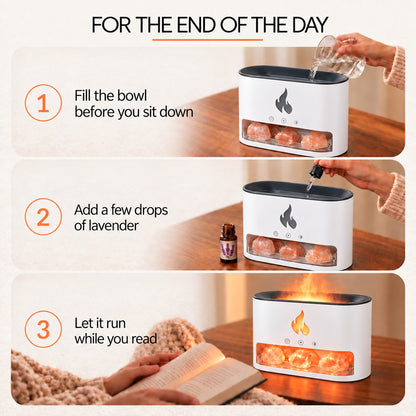 Himalayan Salt Fireplace Humidifier Lamp
