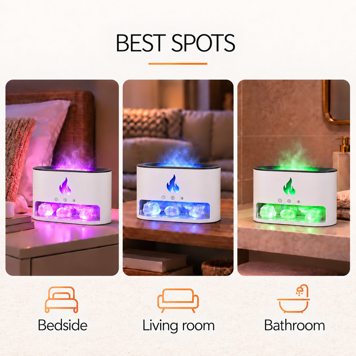 Himalayan Salt Fireplace Humidifier Lamp