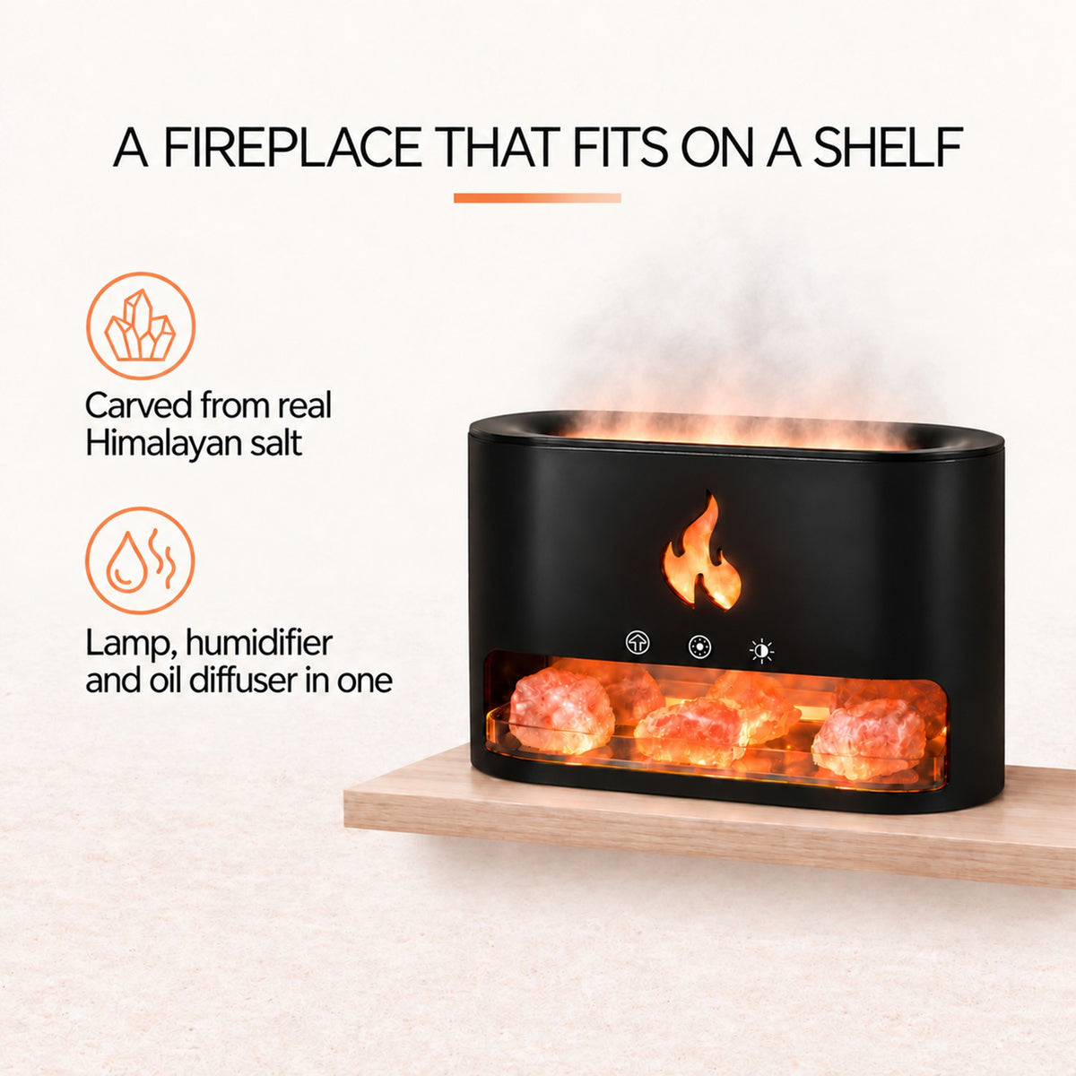 Himalayan Salt Fireplace Humidifier Lamp
