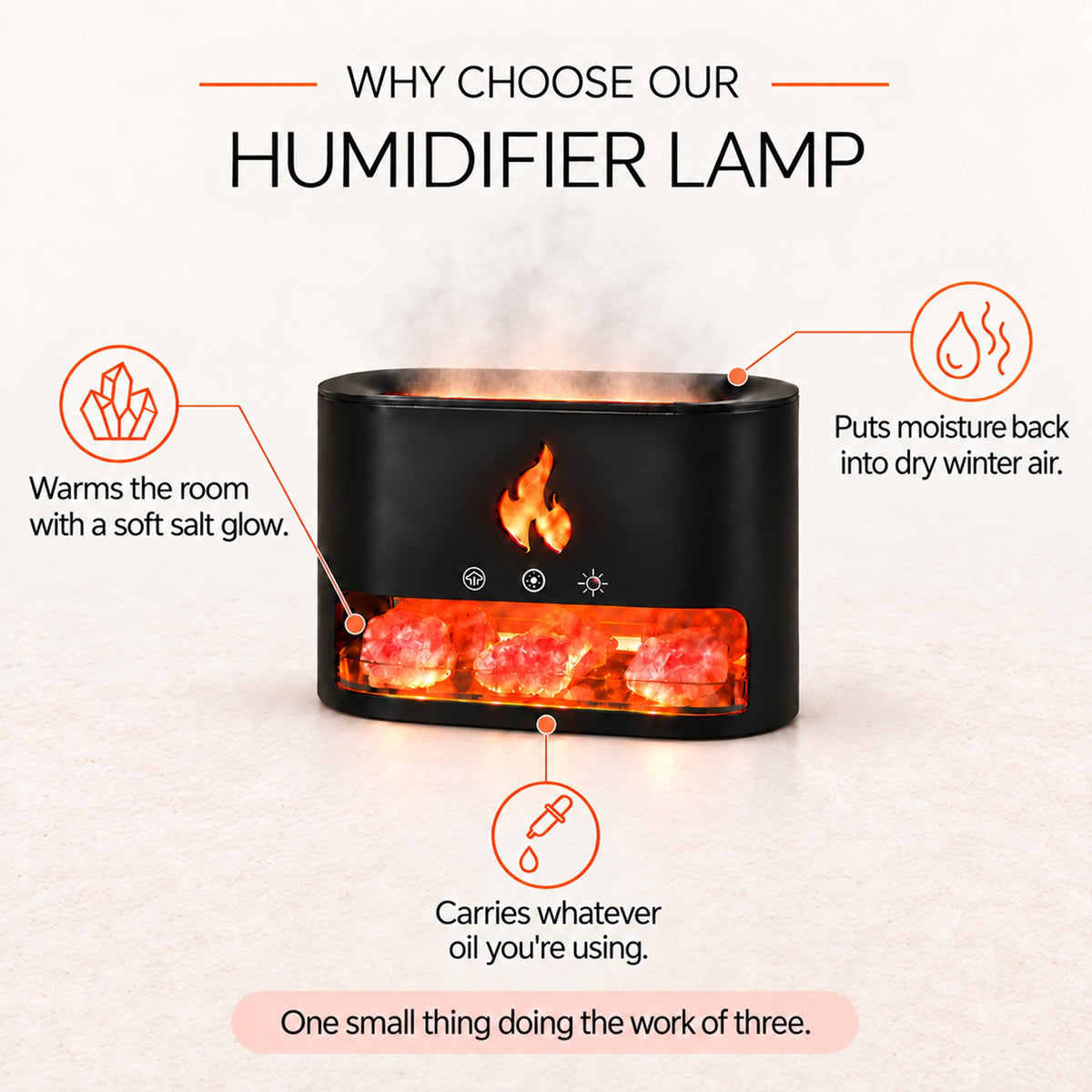 Himalayan Salt Fireplace Humidifier Lamp